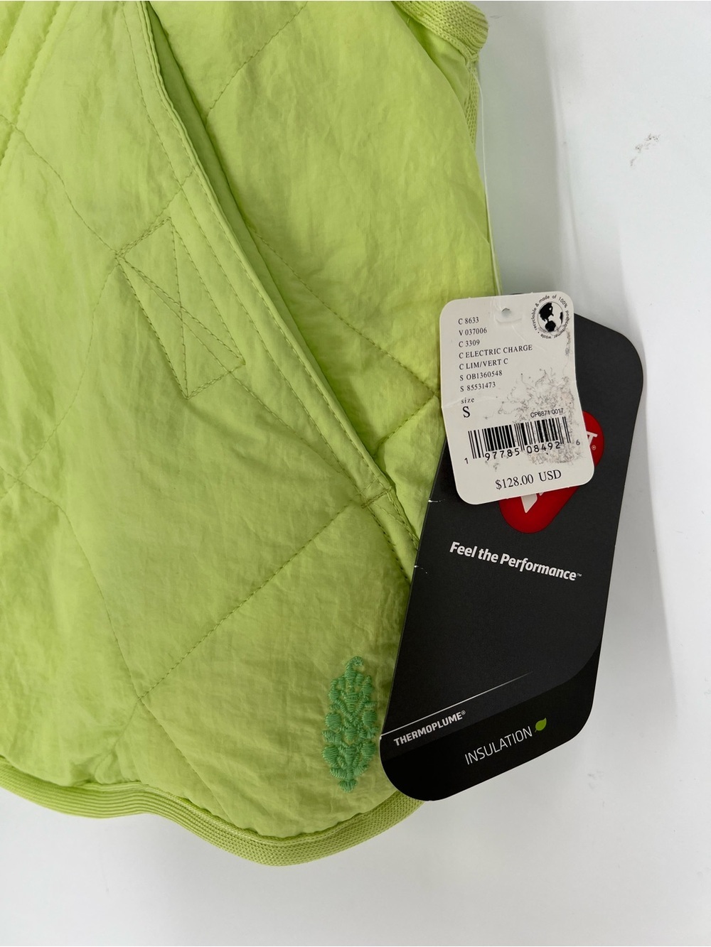 Free People Movement Quinn Lime Green Quilted Windbreaker Athletic Vest S NWT - Picture 2 of 8